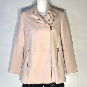 Premise SZ S Pale pink car coat asymmetrical zip up Preppy Classic Essential